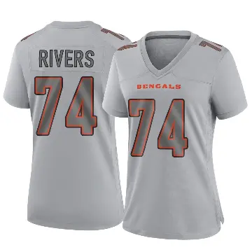 ＃74 Women's Jalen Rivers Gray Game Cincinnati Bengals Atmosphere Fashion Jersey