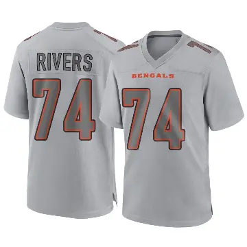 ＃74 Youth Jalen Rivers Gray Game Cincinnati Bengals Atmosphere Fashion Jersey