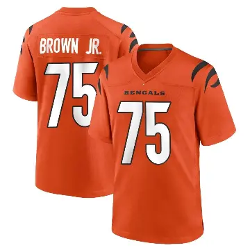 ＃75 Men's Orlando Brown Jr. Orange Game Cincinnati Bengals Jersey