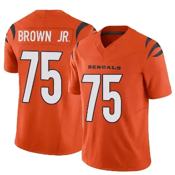 ＃75 Men's Orlando Brown Jr. Orange Limited Cincinnati Bengals Vapor F.U.S.E. Jersey