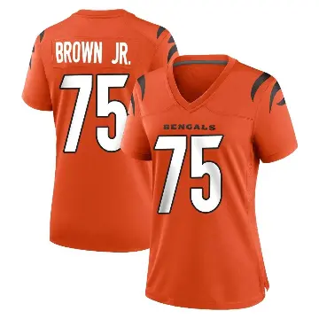 ＃75 Women's Orlando Brown Jr. Orange Game Cincinnati Bengals Jersey