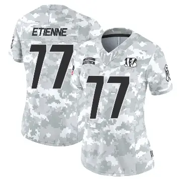 ＃77 Women's Caleb Etienne Arctic Camo Limited Cincinnati Bengals 2024 Salute to Service Jersey