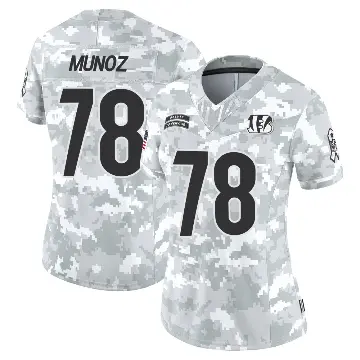 ＃78 Women's Anthony Munoz Arctic Camo Limited Cincinnati Bengals 2024 Salute to Service Jersey