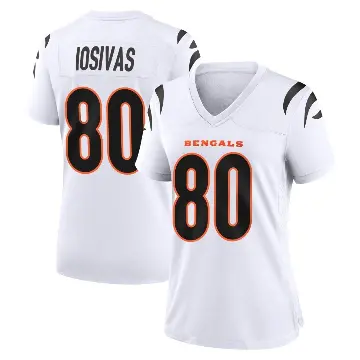 ＃80 Women's Andrei Iosivas White Game Cincinnati Bengals Jersey