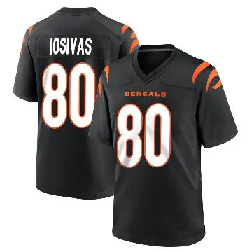 ＃80 Youth Andrei Iosivas Black Game Cincinnati Bengals Team Color Jersey
