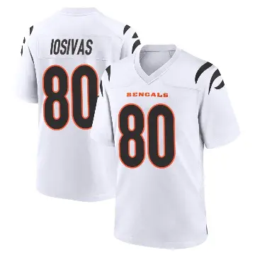 ＃80 Youth Andrei Iosivas White Game Cincinnati Bengals Jersey