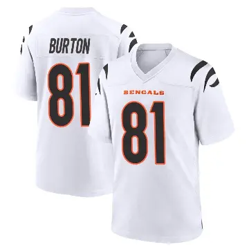 ＃81 Men's Jermaine Burton White Game Cincinnati Bengals Jersey