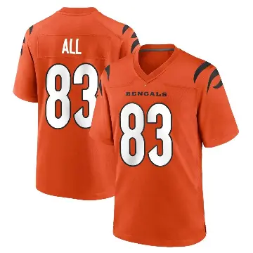 ＃83 Men's Erick All Jr. Orange Game Cincinnati Bengals Jersey