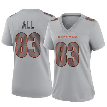 ＃83 Women's Erick All Jr. Gray Game Cincinnati Bengals Atmosphere Fashion Jersey