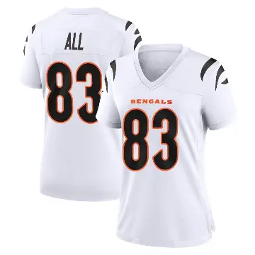 ＃83 Women's Erick All Jr. White Game Cincinnati Bengals Jersey