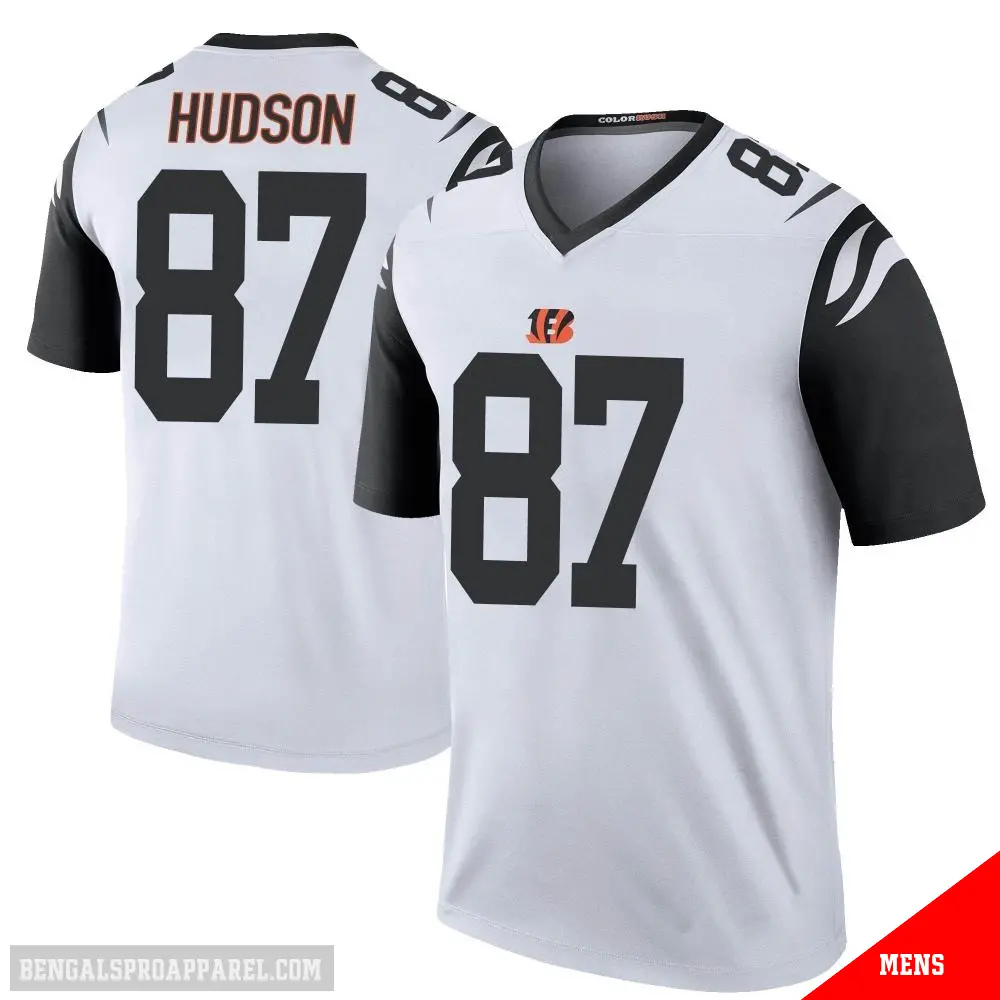 ＃87 Men's Tanner Hudson White Legend Cincinnati Bengals Color Rush Jersey