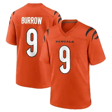 ＃9 Men's Joe Burrow Orange Game Cincinnati Bengals Jersey