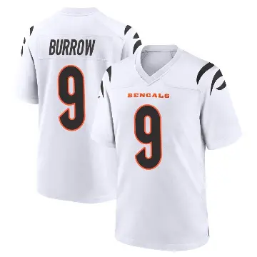 ＃9 Men's Joe Burrow White Game Cincinnati Bengals Jersey