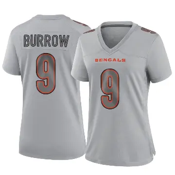 ＃9 Women's Joe Burrow Gray Game Cincinnati Bengals Atmosphere Fashion Jersey