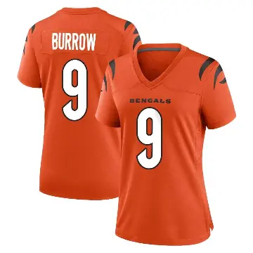 ＃9 Women's Joe Burrow Orange Game Cincinnati Bengals Jersey