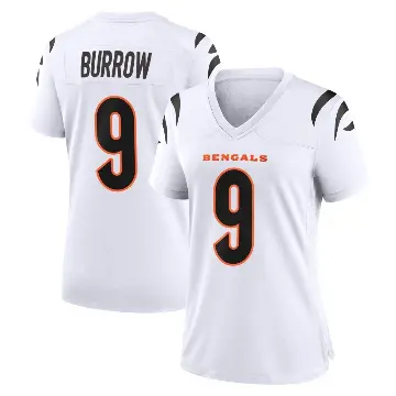 ＃9 Women's Joe Burrow White Game Cincinnati Bengals Jersey