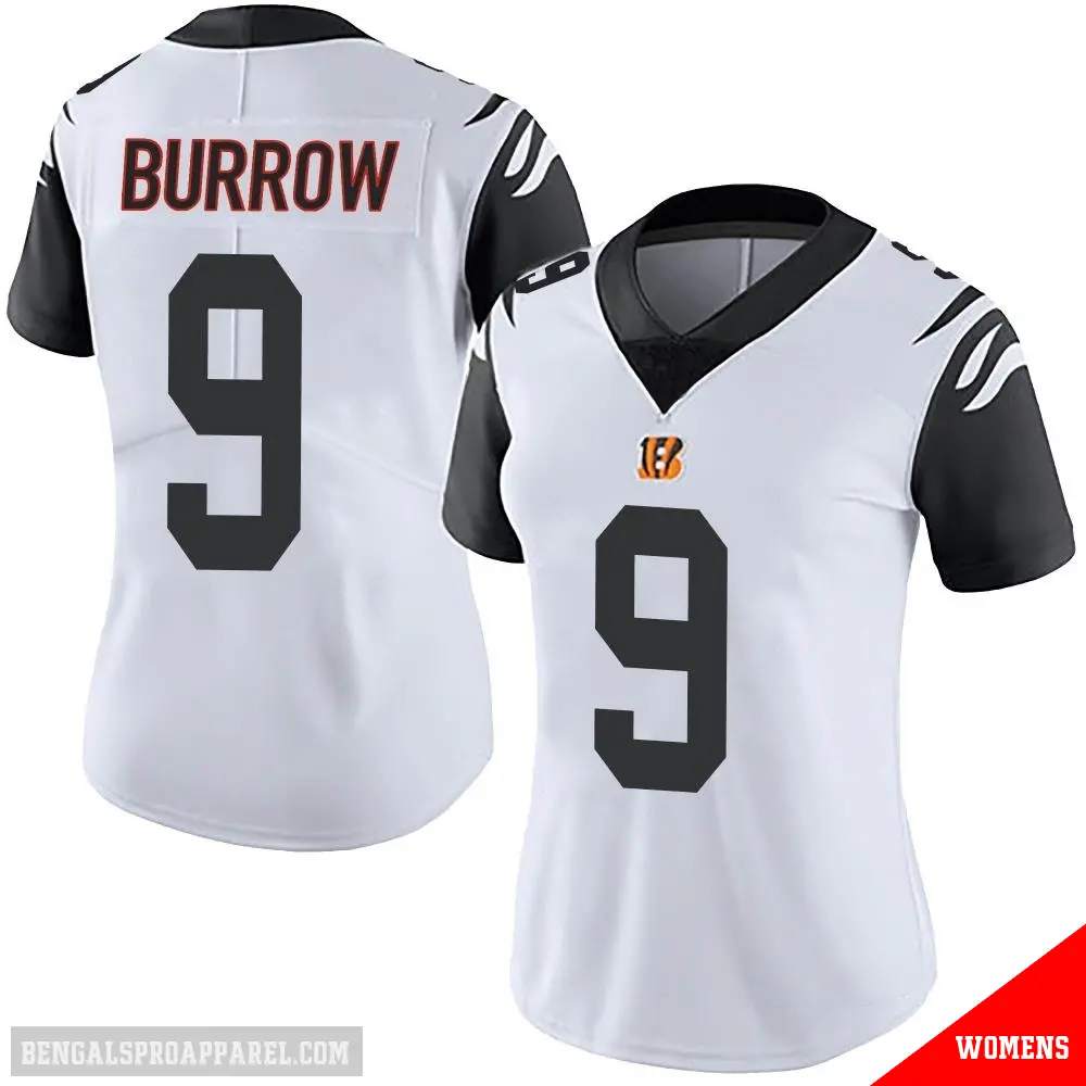 ＃9 Women's Joe Burrow White Limited Cincinnati Bengals Color Rush Vapor Untouchable Jersey