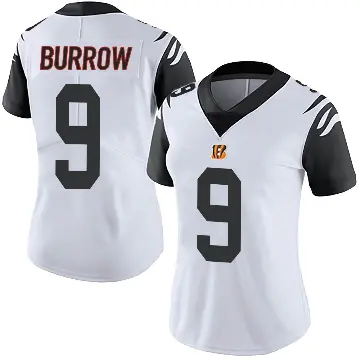 ＃9 Women's Joe Burrow White Limited Cincinnati Bengals Color Rush Vapor Untouchable Jersey