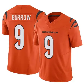 ＃9 Youth Joe Burrow Orange Limited Cincinnati Bengals Vapor F.U.S.E. Jersey