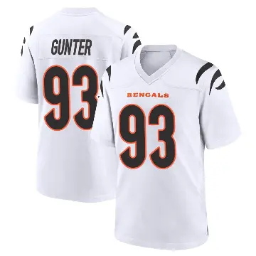 ＃93 Youth Jeff Gunter White Game Cincinnati Bengals Jersey