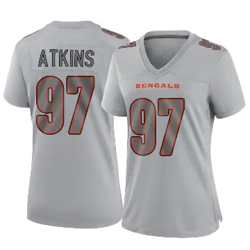 ＃97 Women's Geno Atkins Gray Game Cincinnati Bengals Atmosphere Fashion Jersey