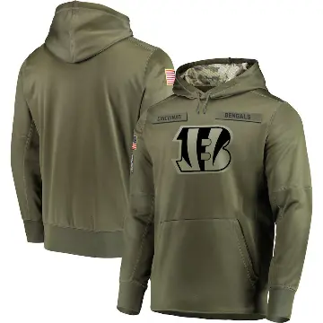 Men's Olive Cincinnati Bengals 2018 Salute to Service Sideline Therma Performance Pullover Hoodie
