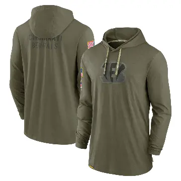 Men's Olive Cincinnati Bengals 2022 Salute to Service Tonal Pullover Hoodie